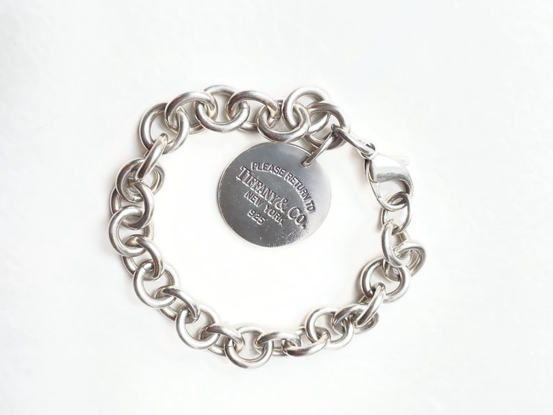 Heavy Tiffany & Co Return to Tiffany Round Tag Chain Bracelet 925