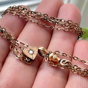 1900's Lorgnette Chain | Heart w/ Opal | Slider Necklace | Gold Filled Victorian Watch Chain | Pocket Watch Chain | North Star Burst