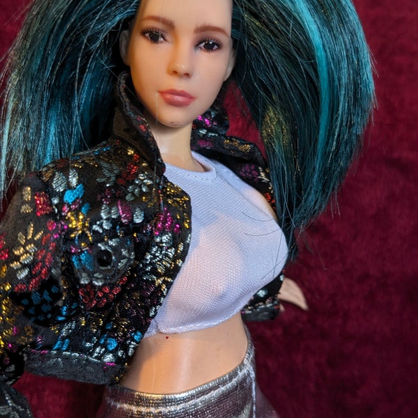 Aqua - Curvy Beauty.  OOAK Customised Anatomically Correct and Enhanced Fully Articulated Curvy Made to Move Barbie Doll. Punk Rock