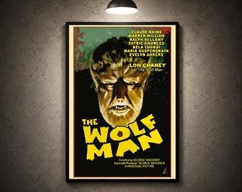 Classic Monster Movie Poster Vintage Werewolf Wall Art Retro Horror Film Print 1940s Gothic Halloween Room Decor