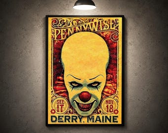 Vintage Creepy Clown Poster Scary Horror Movie Wall Art Retro Circus Monster Print Halloween Haunted Room Decor