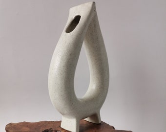 Almond-Shaped Japanese Tubular Ikebana Vase. Unique shape offers a challenge to ikebana artists but provides a lot of room for creativity.