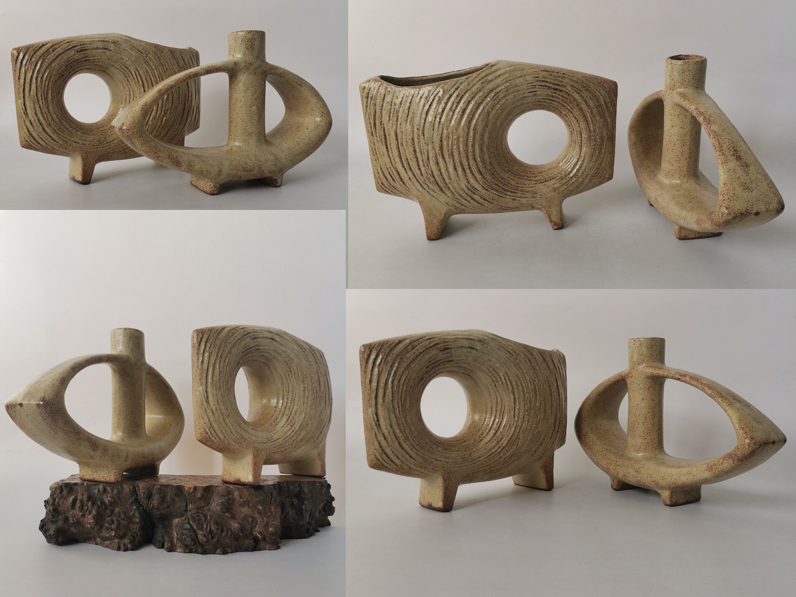 Pair of Seizanyaki Modernist Ikebana Vases. Two of the Most Iconic