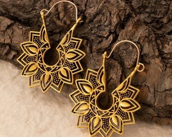 Vintage Boho Mandala Gold earrings