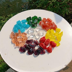 61 pcs Rough Andara Crystals | 853g Mixed Colors Lot | Small Raw Monatomic Stones for Pendant, Healing, Grid