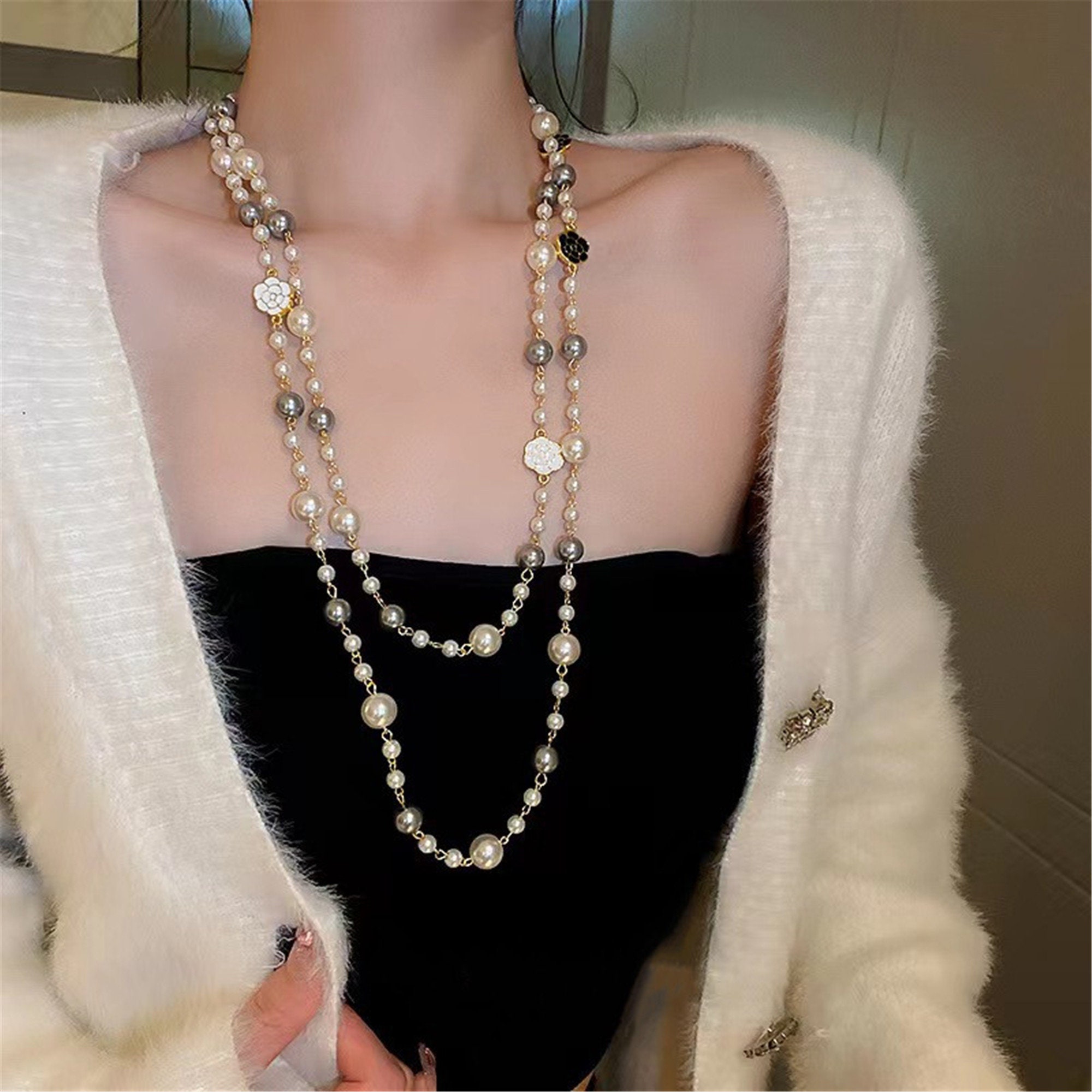 Chanel Style Pearl Fashion Pet Collar/Necklace