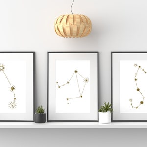 Constellations of the 12 Signs Printable Wall Art, Celestial Home Decor, Zodiac Wall Art, Digital Download, Astrology Print, Minimal Decor