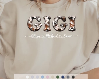 Custom Gigi Sweatshirt With Grandkids Names Personalized Gigi Crewneck For Grandma Life Shirt Gift For Gigi Pullover Grandma Shirt