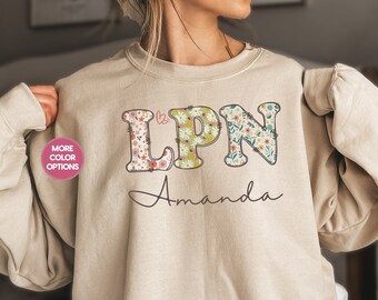 Personalized LPN Sweatshirt, Custom LPN Sweater For LPN Gift For Lpn Licensed Nurse Pullover Lpn Nurse Shirt Lpn Graduation Gift For Nurse