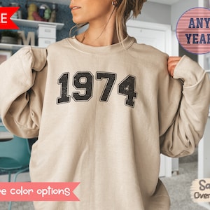 1974 50th Birthday Sweatshirt Vintage 1974 Shirt 50th Birthday Gift For Men 50th Birthday Gift For Women Varsity Letter Sweatshirt 1974 Tee