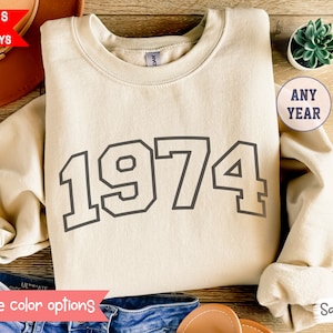 1974 50th Birthday Sweatshirt Vintage 1974 Shirt 50th Birthday Gift For Men 50th Birthday Gift For Women Varsity Letter Sweatshirt 1974 Tee