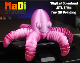 Cute Flexi Print-in-Place Happy Octopus - STL file for 3D Printing