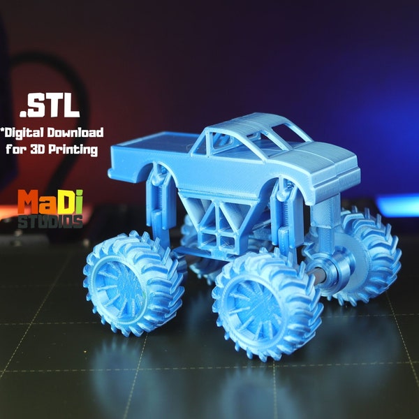 3D Printer STL File for 3D Printing, Monster Truck Pick-up 3D Print STL Files Digital Download, Fidget Toy Car Model