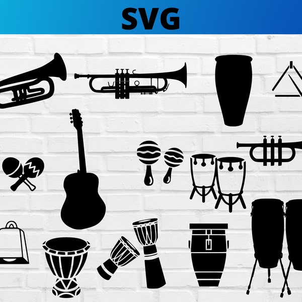 Latin instruments SVG, Salsa musical instruments, Salsa Silhouette svg, Salsa Download, Files for cutting machines.