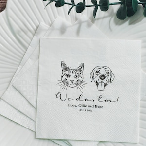 Custom Pet Napkins for Weddings | Personalized Dog & Cat Cocktail Napkins | Pet Lover Favors|custom bar napkins|napkins dog|cat napkins