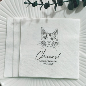 Personalize Cat Portrait Napkins | Custom Pet Wedding Napkins | Cat Lover Cocktail Napkins |Customized Pet Napkins|napkins for wedding