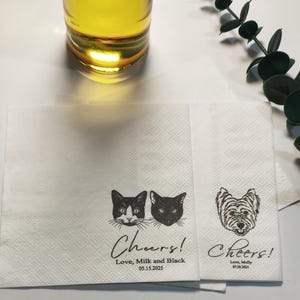 Custom Pet Wedding Napkins|Custom cat Party Napkins|Napkins For Wedding |Custom Paper Napkins |wedding decor|Wedding Napkins|Napkins cat