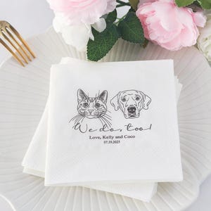 Tovaglioli personalizzati per matrimonio con animali domestici, tovaglioli personalizzati per gatti, tovaglioli da cocktail personalizzati, tovaglioli da cocktail per cani, tovaglioli da matrimonio, regalo unico per gli amanti degli animali domestici