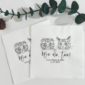 Custom cat Wedding Napkins, Personalized Pet Napkins, custom cocktail napkins, wedding napkins, Customized Pet Napkins, Gift for Pet Lovers