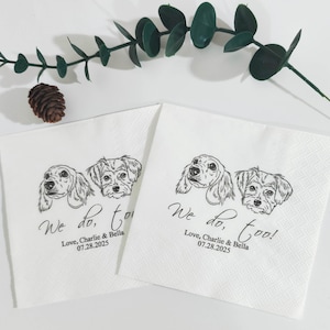 Serviettes de table chien personnalisées, serviettes de mariage chien personnalisées, serviettes de cocktail personnalisées, serviettes de mariage, serviette de table chien personnalisée, cadeaux pour elle
