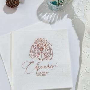 tovaglioli personalizzati con ritratto di animali domestici, tovaglioli da cocktail per matrimoni, tovaglioli per animali domestici, tovaglioli da cocktail personalizzati, tovaglioli da cocktail per cani, bomboniere per matrimoni, tovaglioli per cani