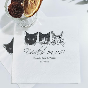 Tovaglioli da cocktail a forma di gatto personalizzati / Tovaglioli personalizzati / Tovaglioli da cocktail a forma di gatto / Tovaglioli da cocktail per matrimoni / Regalo per lei / Bomboniere per matrimoni uniche / Festa