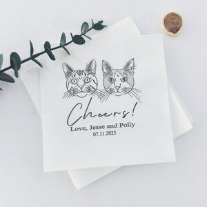 Tovaglioli personalizzati per matrimonio a tema gatto, tovaglioli personalizzati per animali domestici, tovaglioli da cocktail personalizzati, tovaglioli da cocktail a tema cane, tovaglioli da matrimonio, regalo unico per gli amanti degli animali.