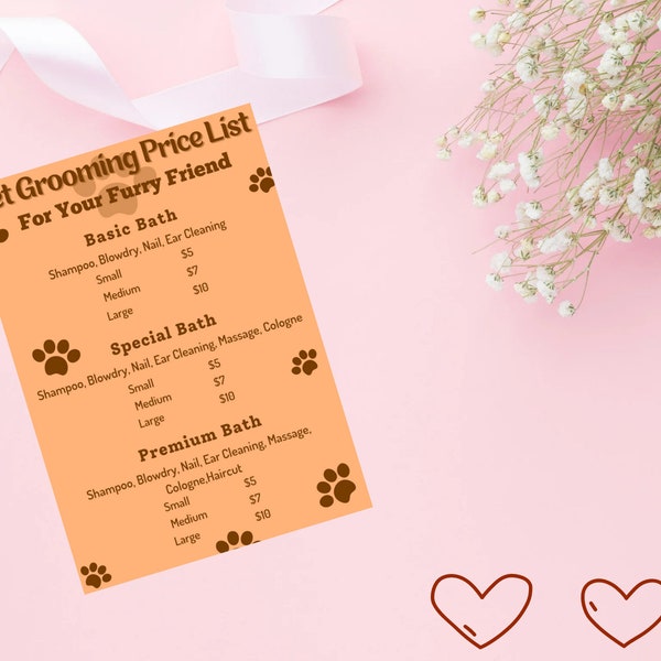 Dog Grooming Price List Template Etsy Dog Grooming Price List Template Etsy