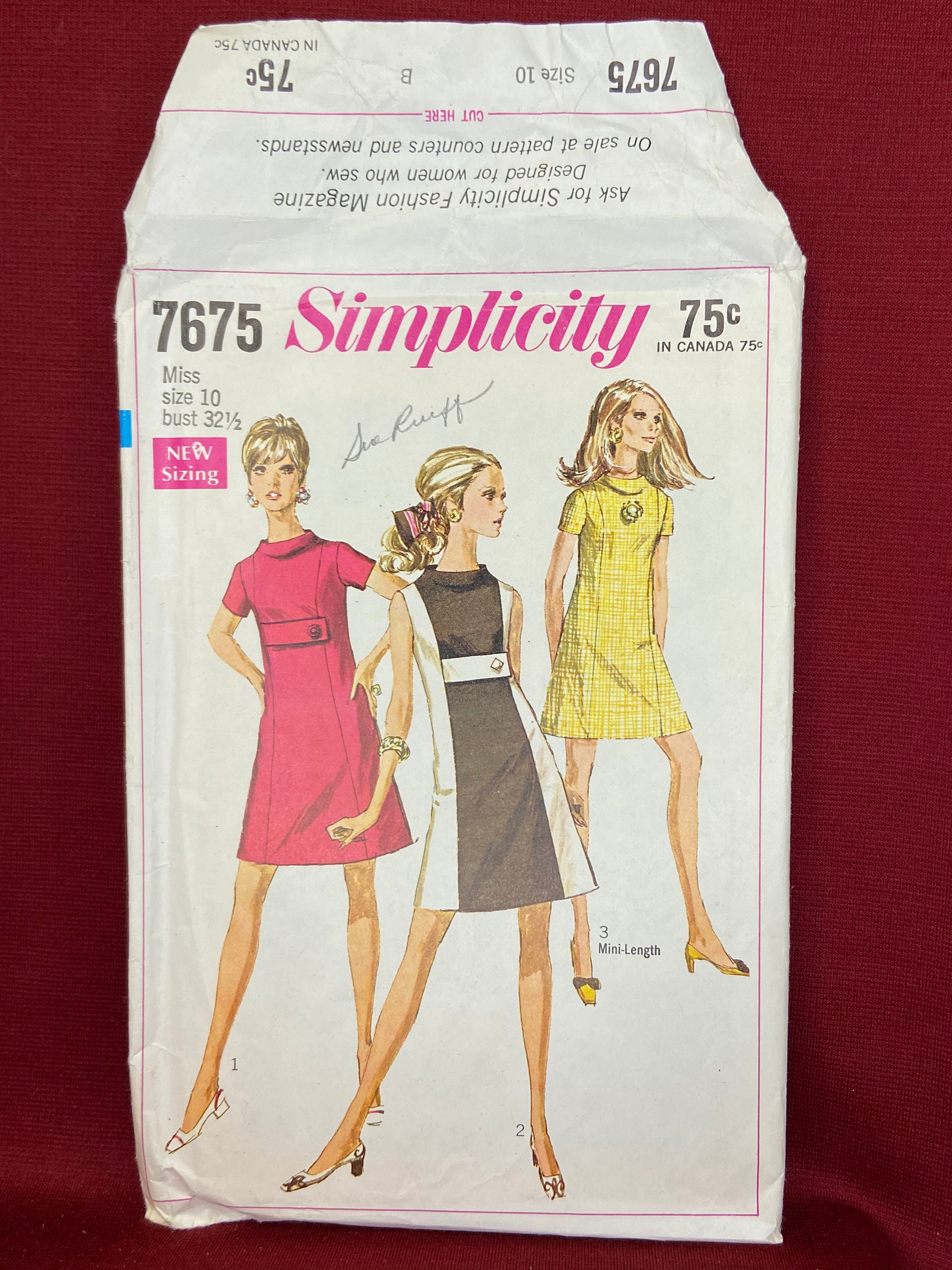 A-Line Dress Pattern Simplicity 1960's - Angel Elegance Vintage