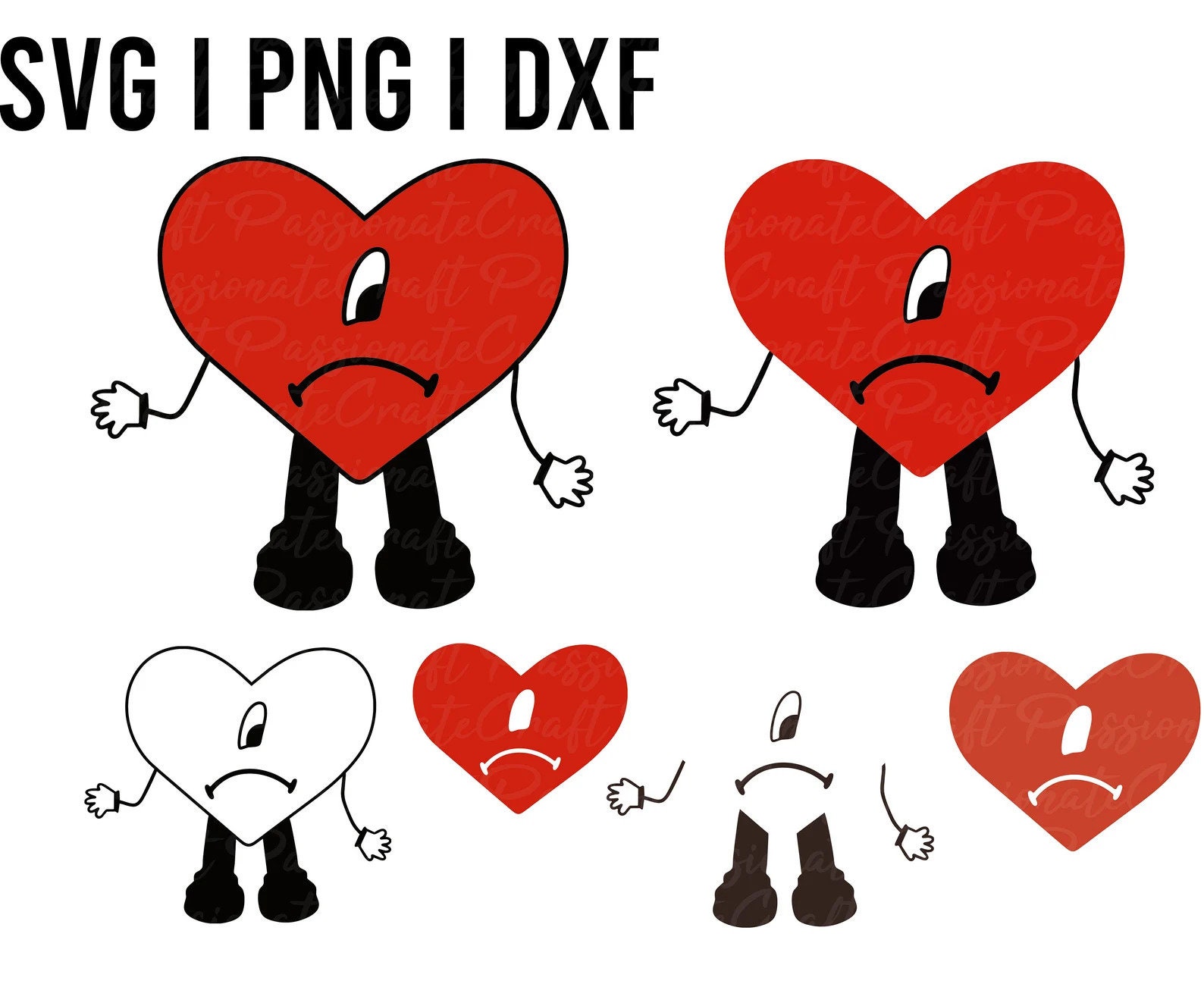 Bad Bunny Heart SVG Png Dxf Cricut File Cameo File Etsy UK