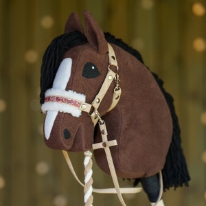 Faux Leather Halter, Hobbyhorse Halter, Fur Hobbyhorse Halter, Rhinestone Horse Halter, A4 or A3 Halter, Hobby Horse Accessories