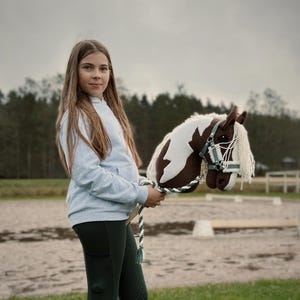 Handmade Hobby Horse Halter with Cream Fur, Toy Bridle (A3/A4 Size) image 11