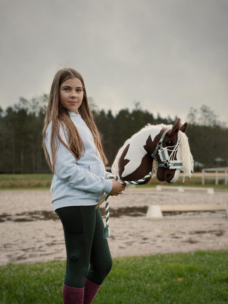 Handmade Hobby Horse Halter with Cream Fur, Toy Bridle (A3/A4 Size) image 11