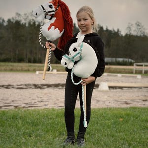 Handmade Hobby Horse Halter with Cream Fur, Toy Bridle (A3/A4 Size) image 12