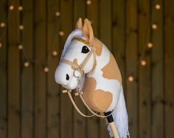 Handmade Paint Hobbyhorse | Rhinestone Bridle, Equestrian Toy
