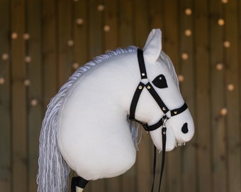 Handmade White Hobby Horse with Halter | Equestrian Toy Gift