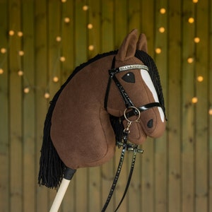 Brown Hobbyhorse, A3 Hobby Horse, Hobby Horse with Halter, Hobby Horse with Bridle, Bridle with Rhinestones, Horse on Stick