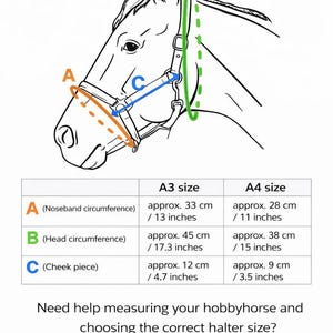 Handmade Cream Fur Hobby Horse Halter, Equestrian Toy Bridle, A3/A4 Size image 10