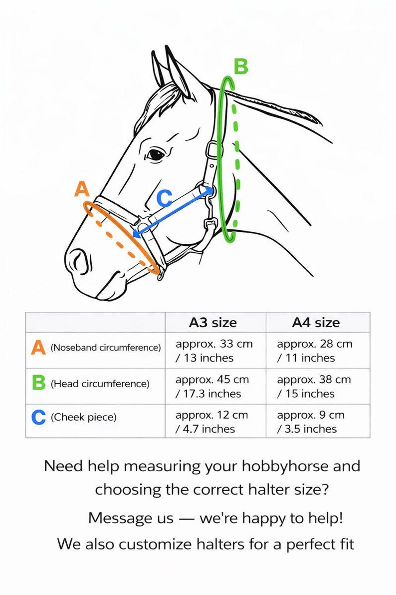 Handmade Cream Fur Hobby Horse Halter, Equestrian Toy Bridle, A3/A4 Size image 10