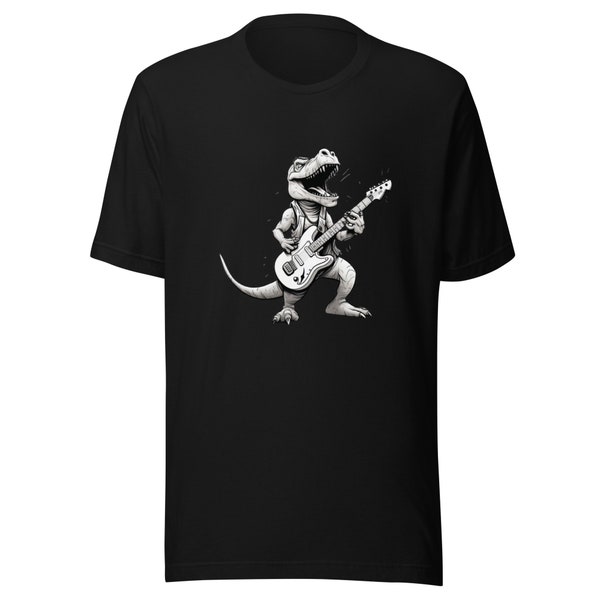 T.Rex Dinosaurier Gitarre Unisex-Damen-Herren T-Shirt Lustig Grafik Print Geschenk Geschenkidee Geburtstag