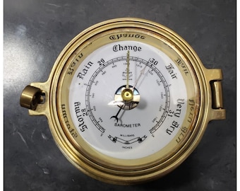 Barómetro náutico de pared de latón antiguo para barcos, marca PILOT MARINE (no funciona)