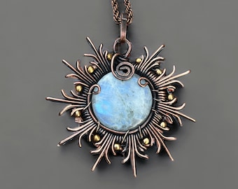 クリソコラ銅ペンダント：手作りワイヤーラップジュエリー - Etsy 日本