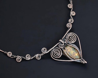 Fruits Jasper-koperen choker: ambachtelijk vervaardigde draadhanger