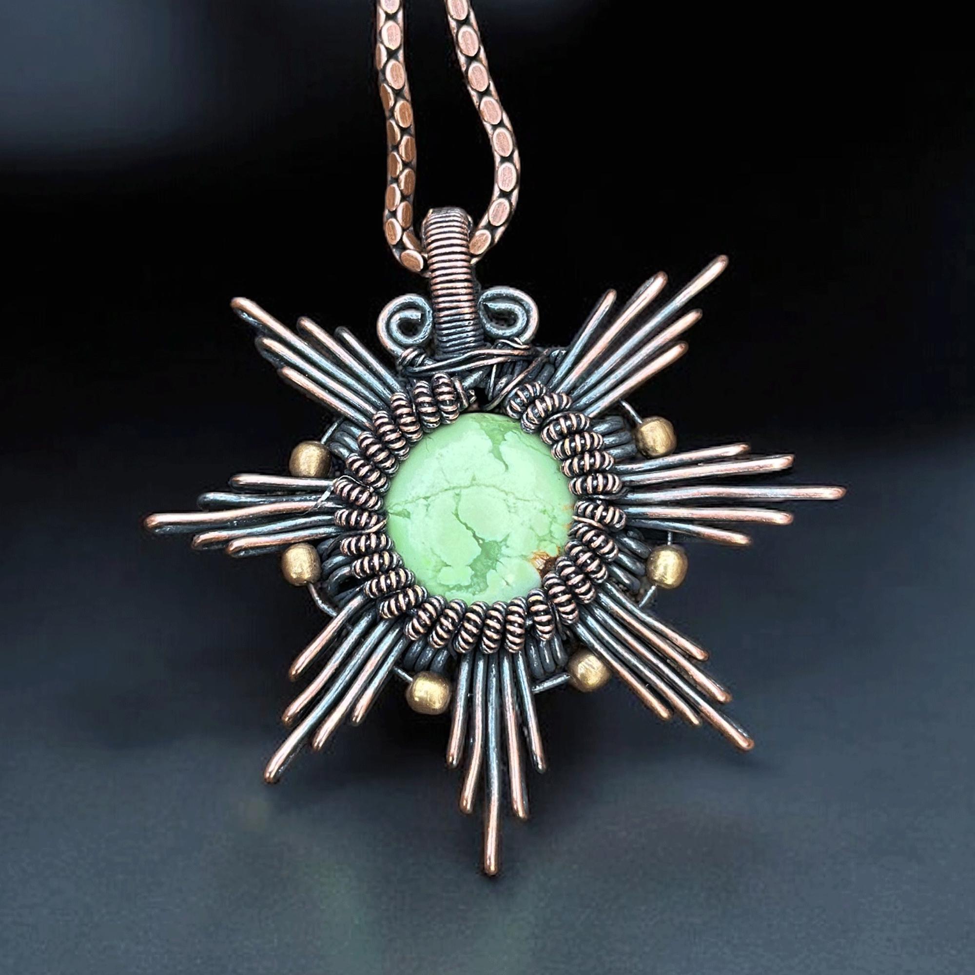 no.250＊14kgf グリーン系天然石　しゃらしゃらイヤリング Wire Wrapped Lemon Chrysoprase Necklace: Copper Tortoise Amulet - Etsy