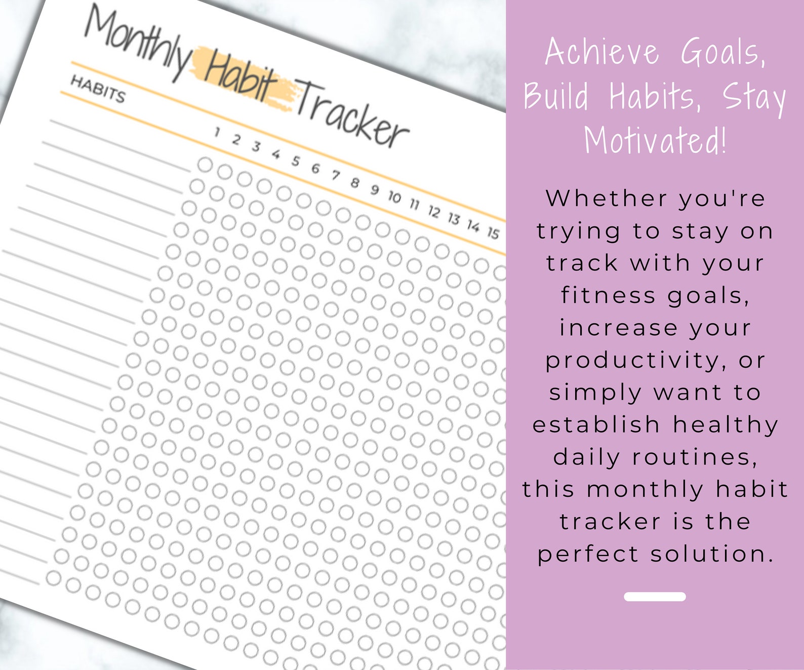 Monthly Habit Tracker Printable Landscape, Minimalist Daily Routine ...