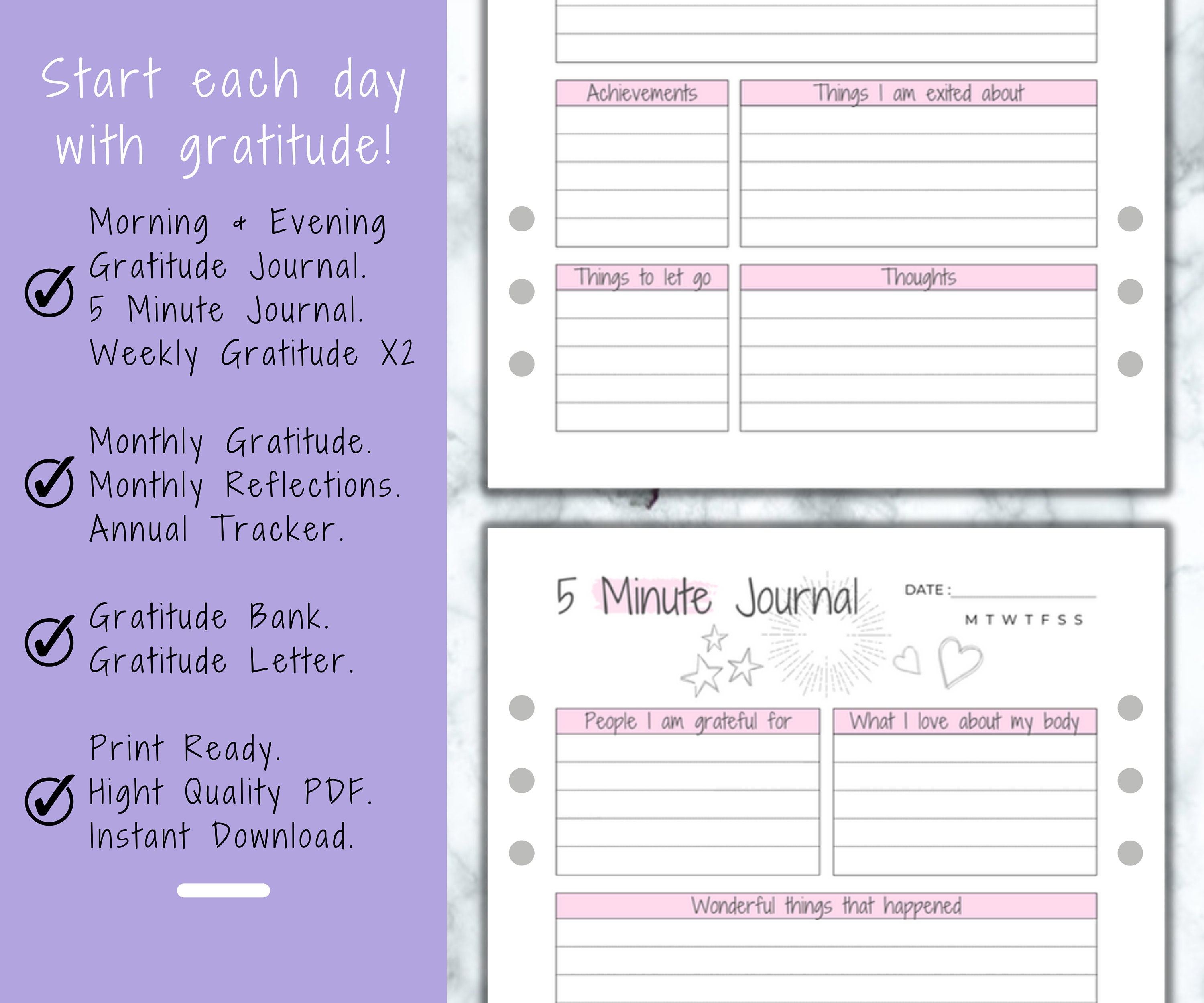 Gratitude Journal Printable Aesthetic Planner Gratitude Template, Self ...