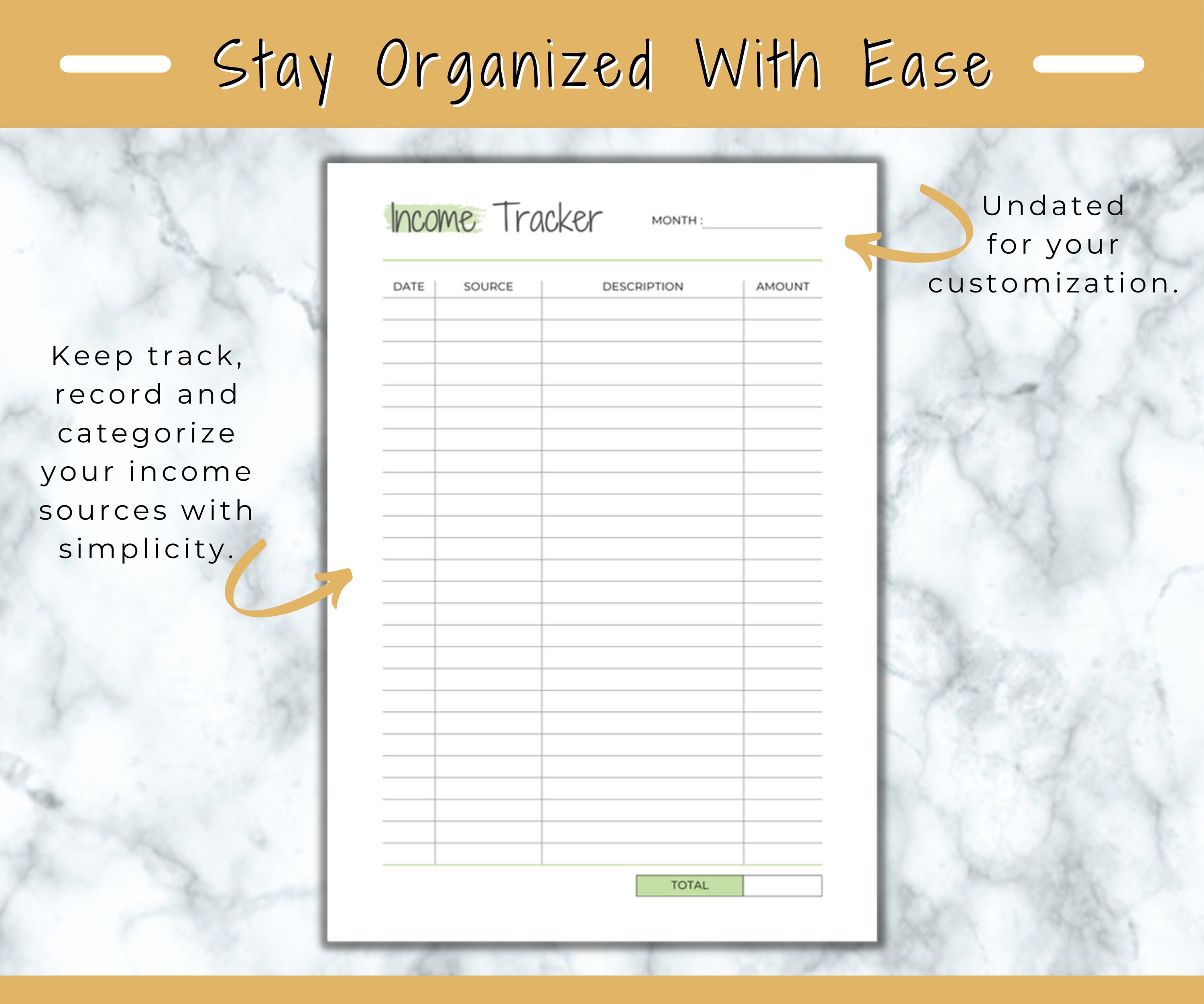 Income Tracker Printable Budgeting Template, Income Log, Finance ...