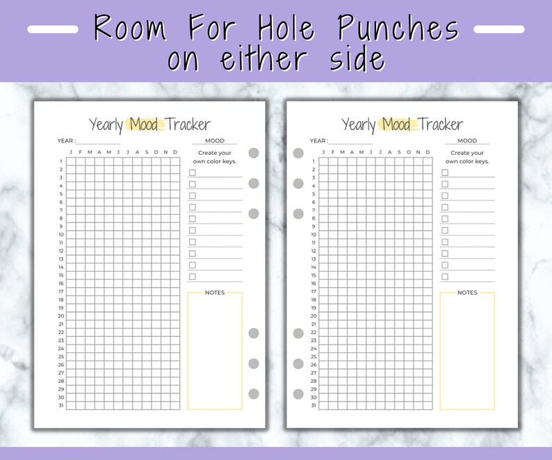 Yearly Mood Tracker Printable Minimalist Planner Inserts, Yearly Mood ...