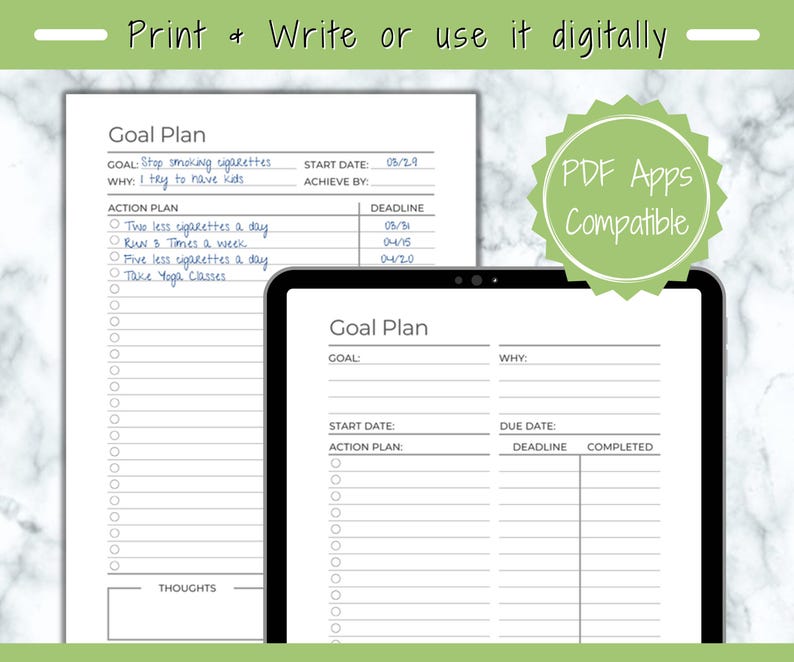 Goal Planner Printable Goal Action Plan, Goal Setting, to Do List Goal ...