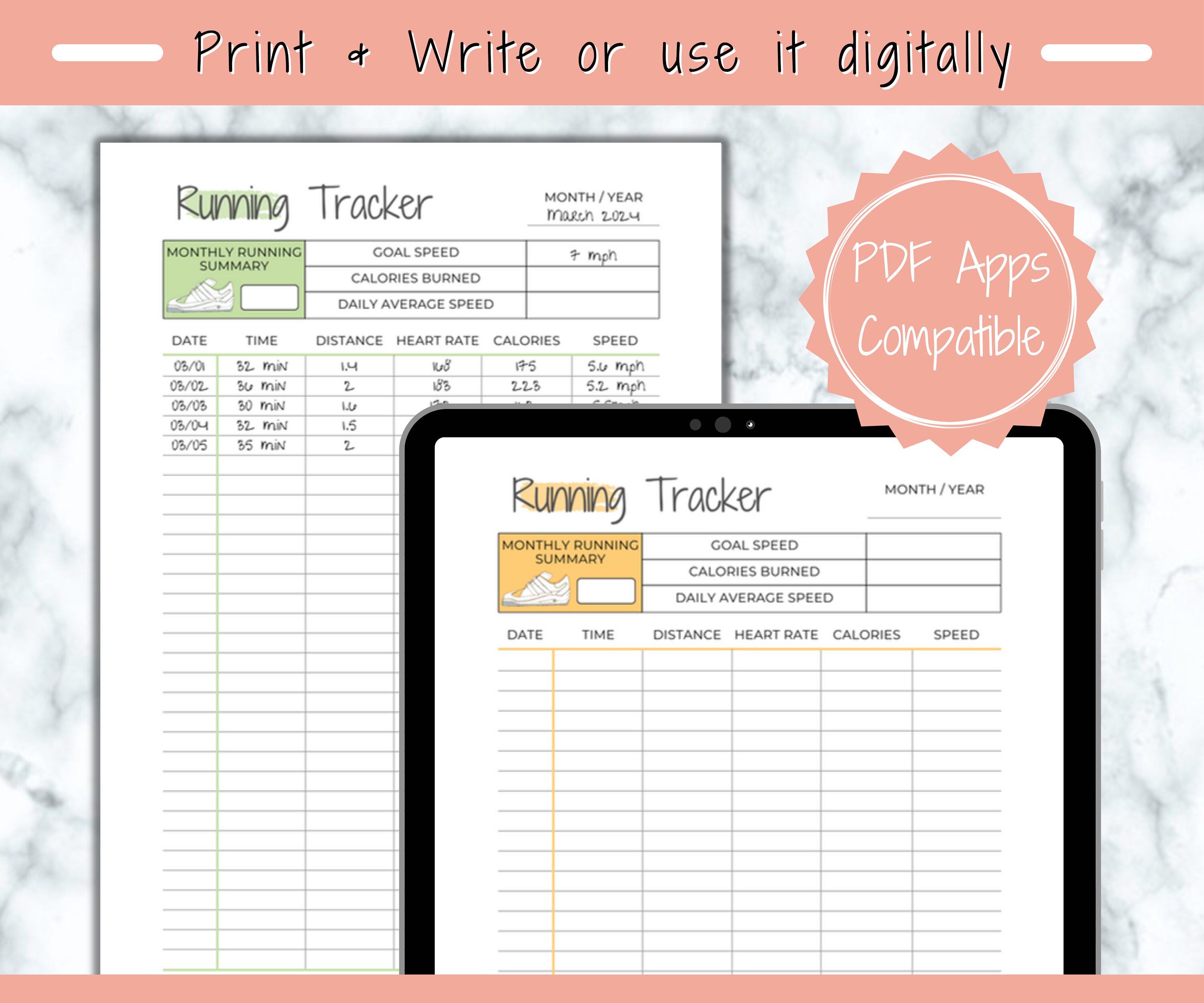 Running Tracker Printable, Minimalist Planner Inserts, Fitness Journal ...